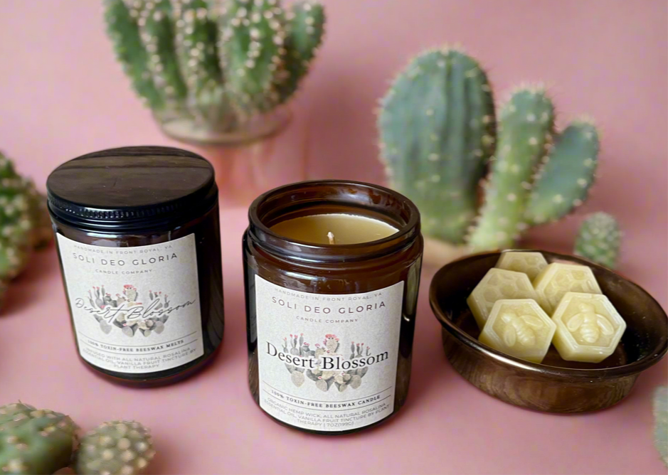 Desert Blossom | Essential Oil & Extract Infused Beeswax Candle - Poppy Natural