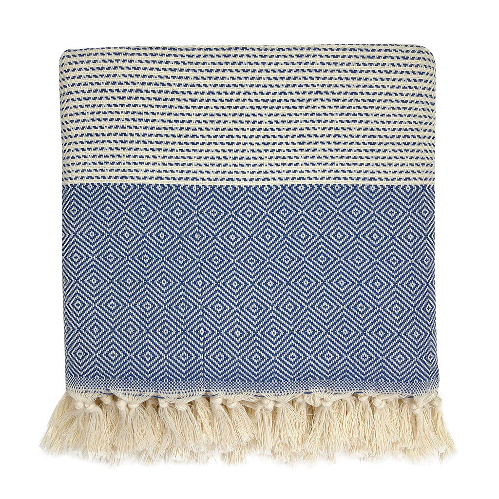Diamond Stripe Turkish Throw - Poppy Natural
