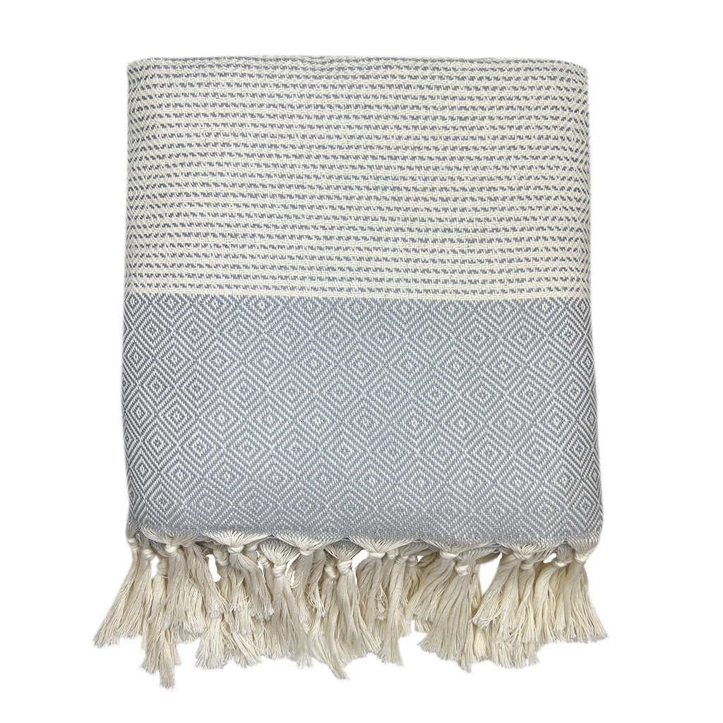 Diamond Stripe Turkish Throw - Poppy Natural