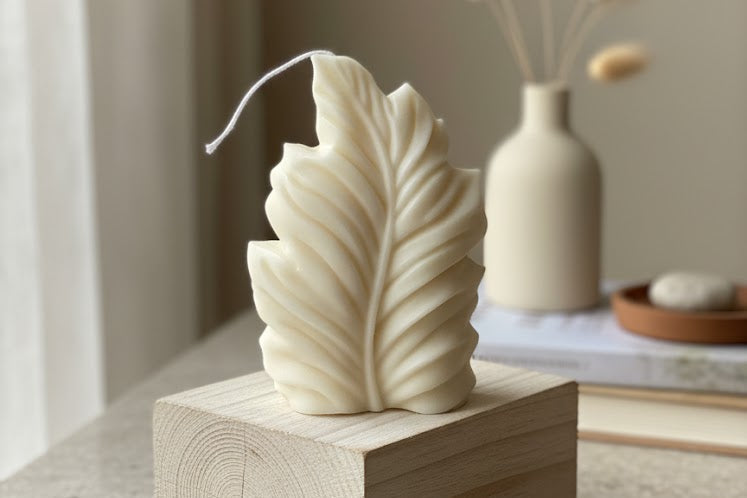 Feather Sculpture Candle - Poppy Natural