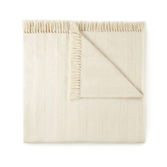 Organic Cotton Throw with Tassels - Poppy Natural