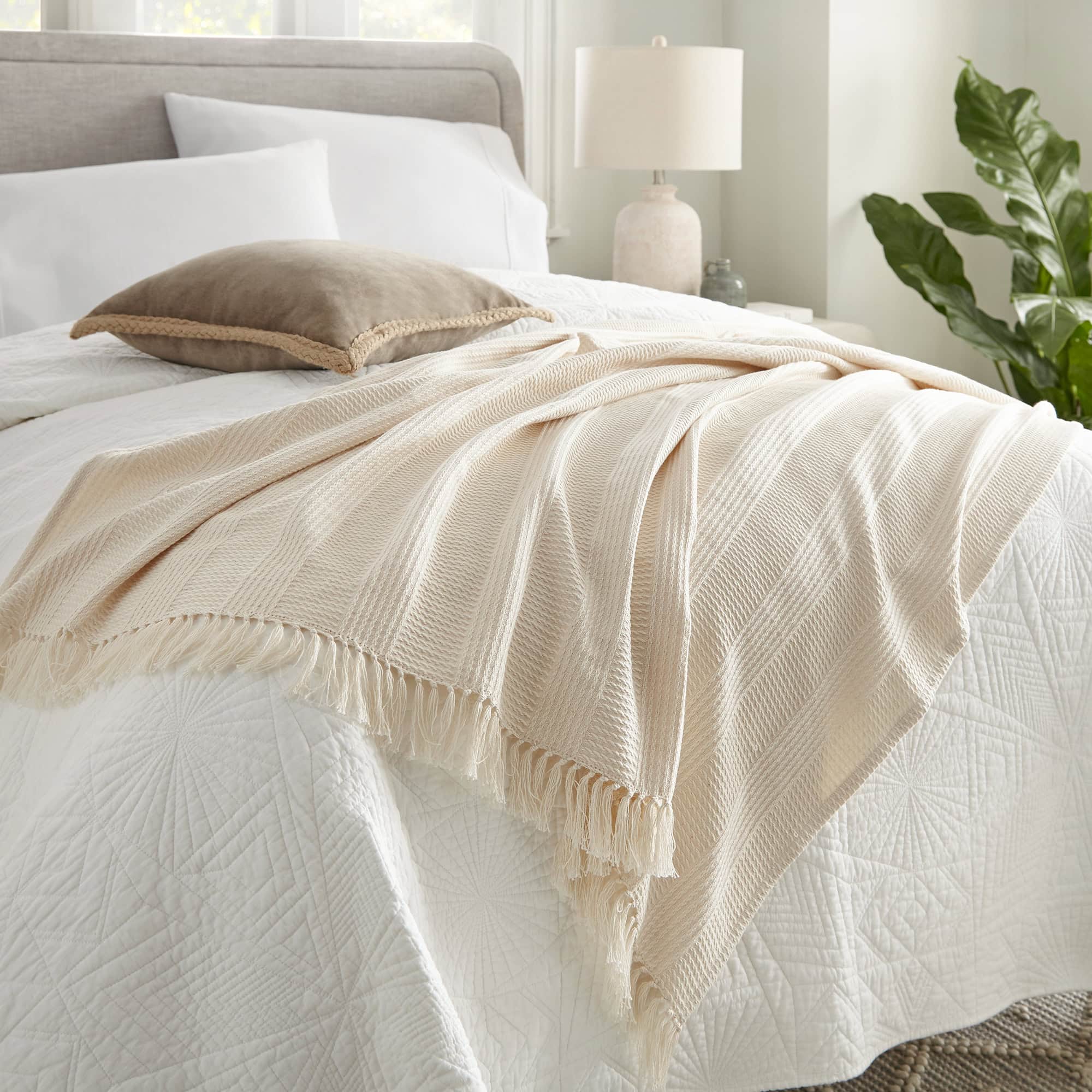Organic Cotton Throw with Tassels - Poppy Natural