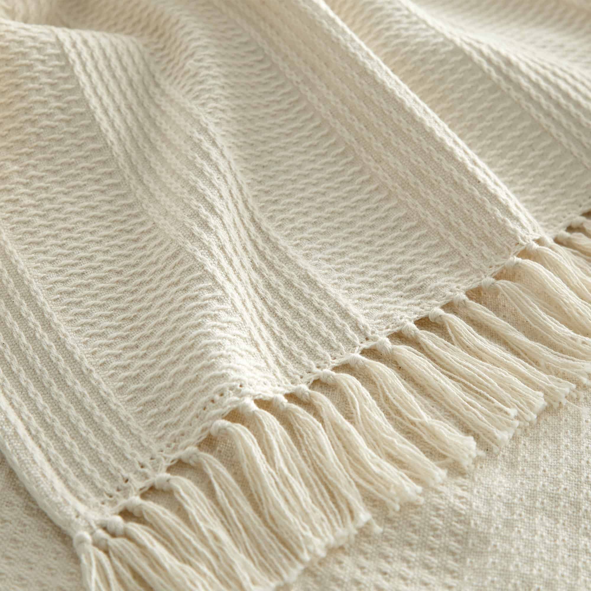 Organic Cotton Throw with Tassels - Poppy Natural