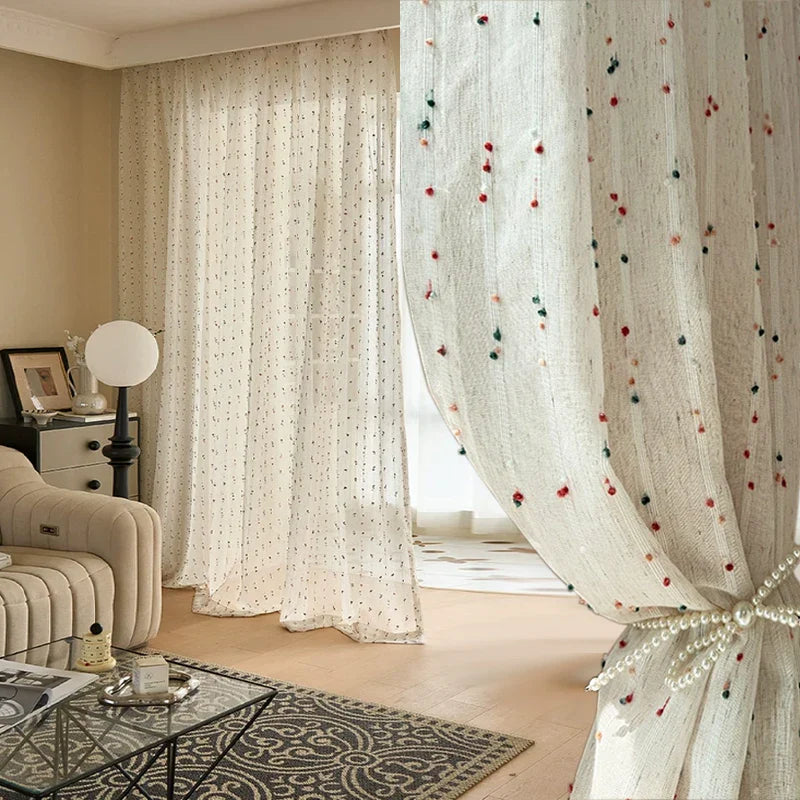 Linen Textures Sheer Curtains with Multi-color accents