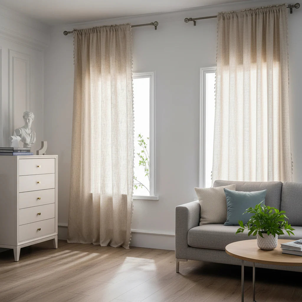 Linen Fringe Curtain Panel