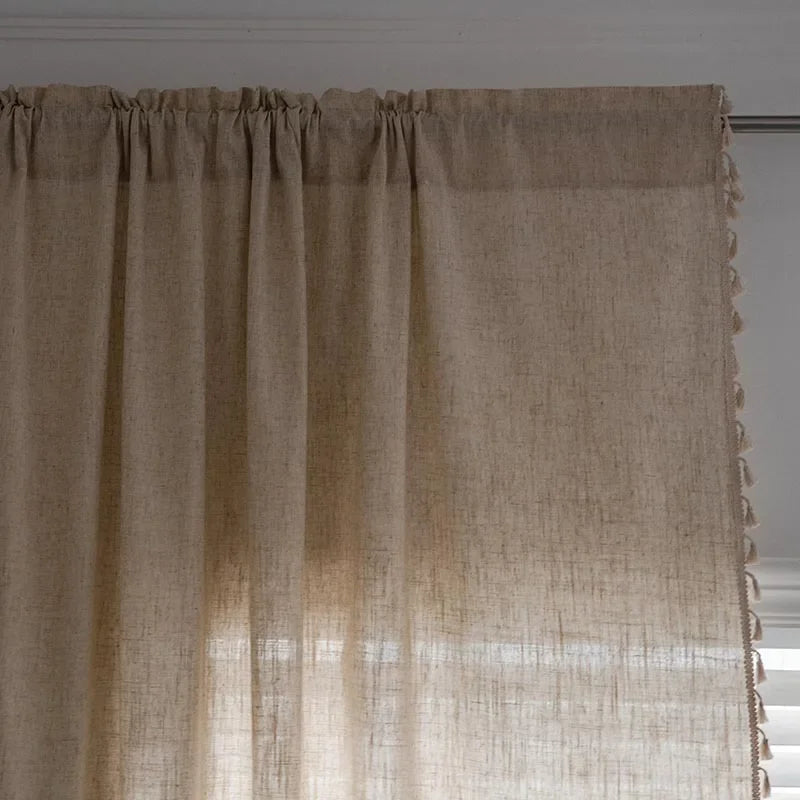 Linen Fringe Curtain Panel