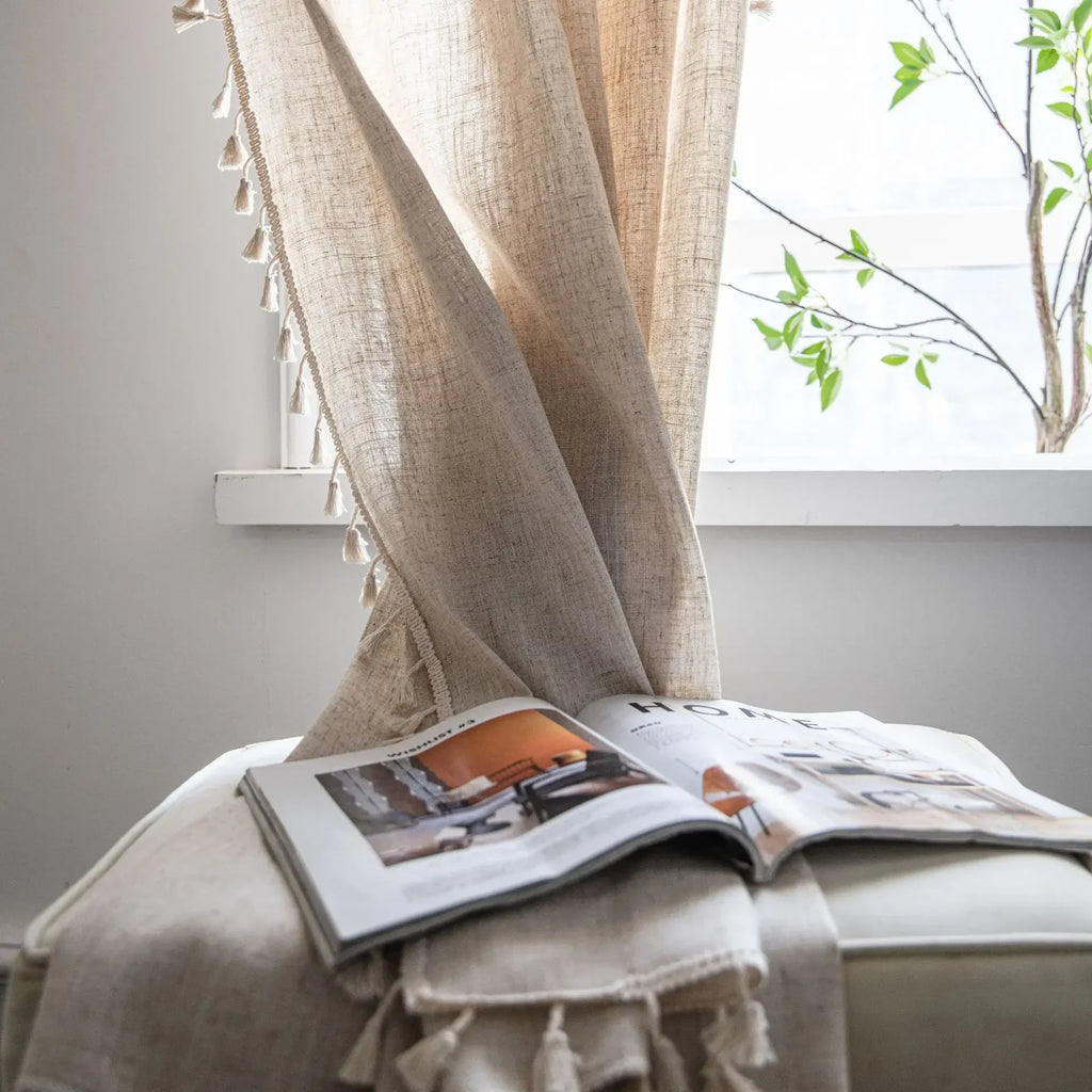 Linen Fringe Curtain Panel