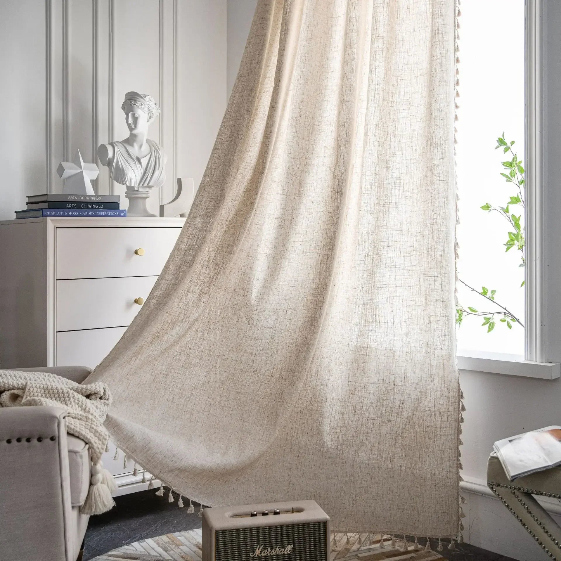 Linen Fringe Curtain Panel