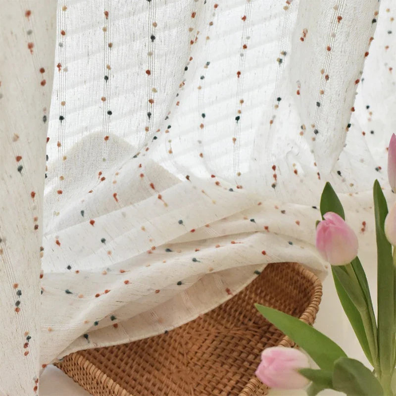 Linen Textures Sheer Curtains with Multi-color accents