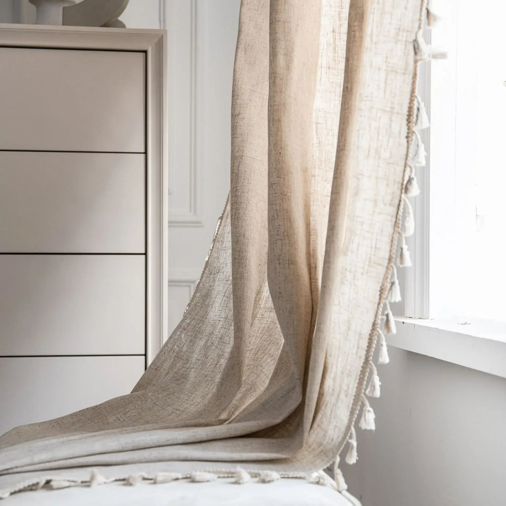 Linen Fringe Curtain Panel