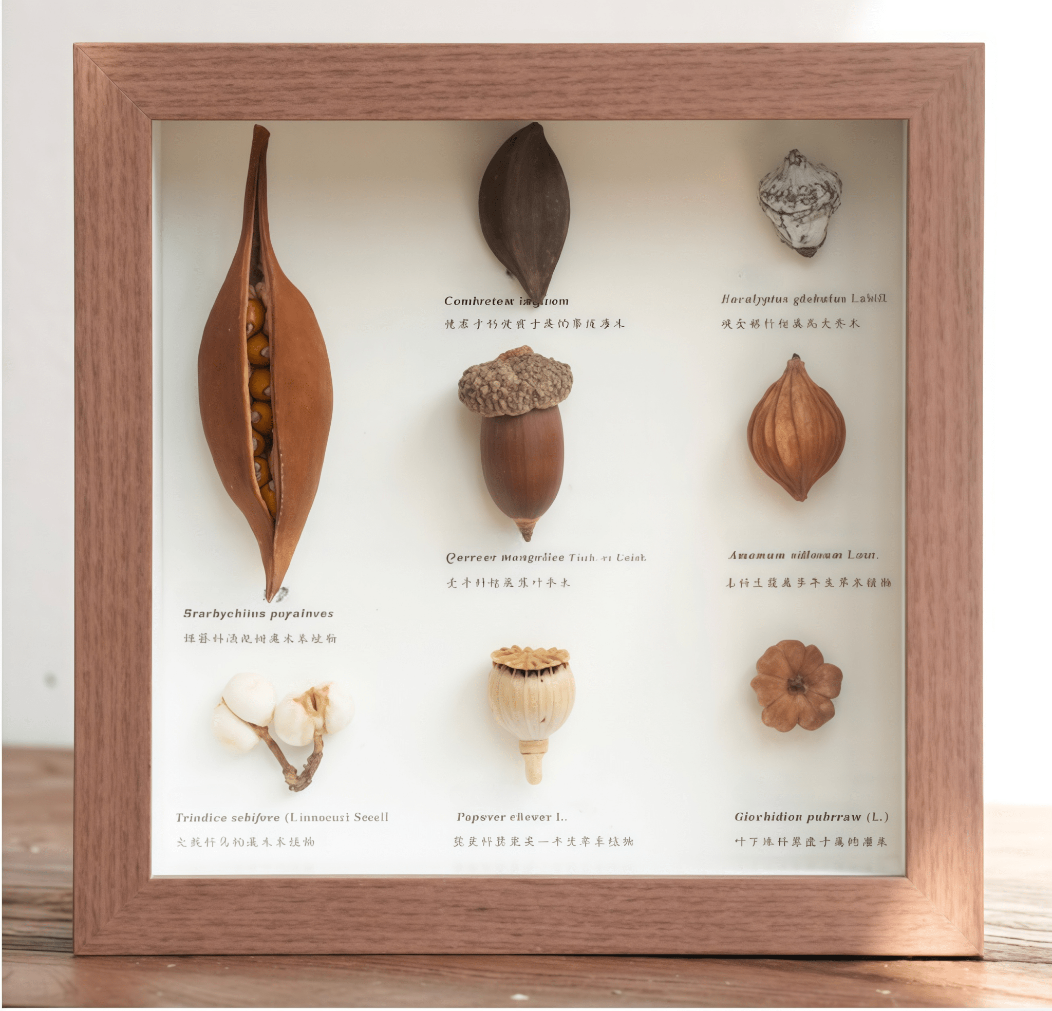 "The Rainforest Seed Vault" Tropical Specimen Shadow Box - Poppy Natural