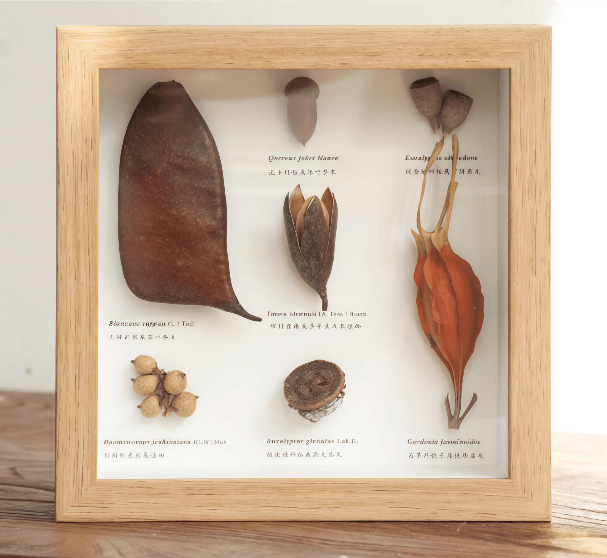 "The Rainforest Seed Vault" Tropical Specimen Shadow Box - Poppy Natural
