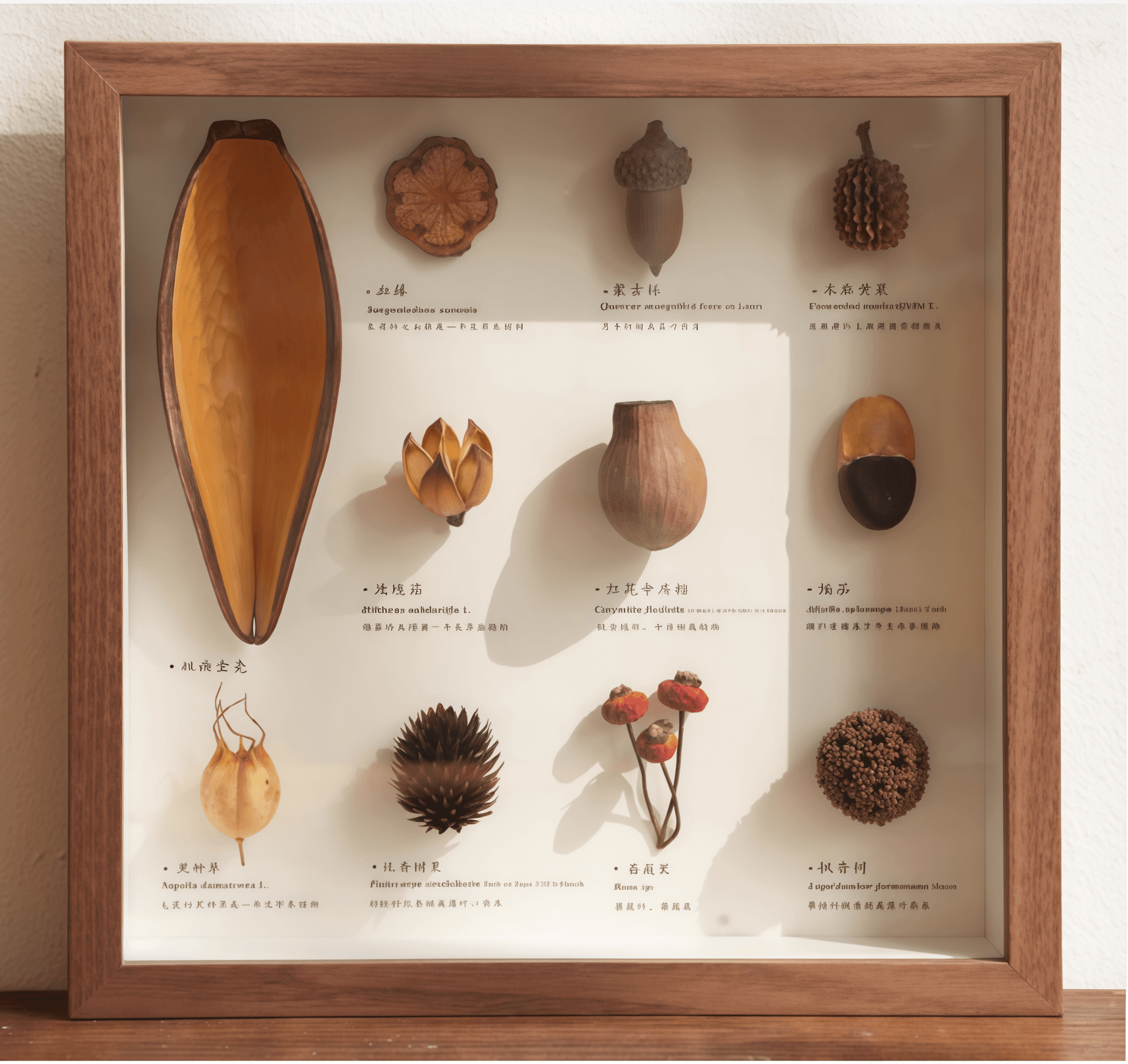 "The Rainforest Seed Vault" Tropical Specimen Shadow Box - Poppy Natural