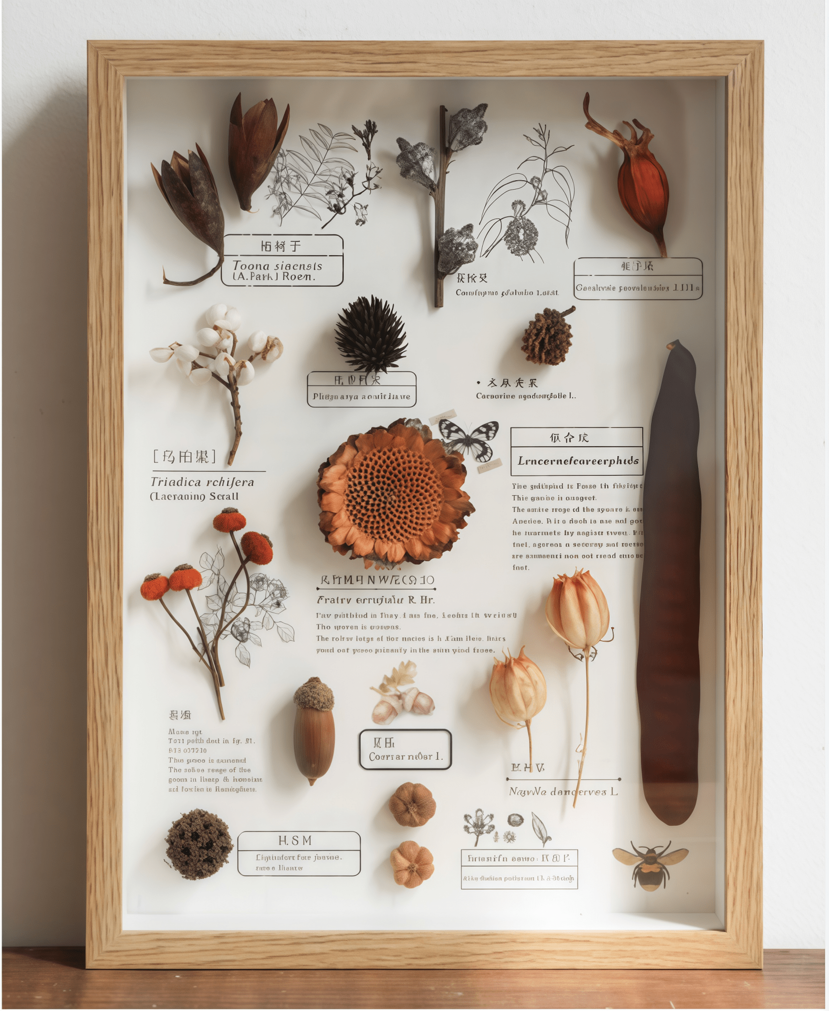 "The Rainforest Seed Vault" Tropical Specimen Shadow Box - Poppy Natural