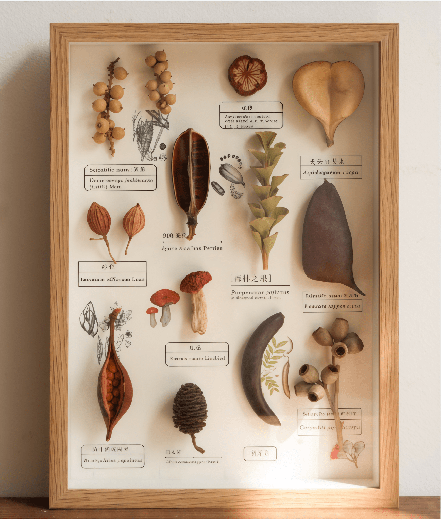 "The Rainforest Seed Vault" Tropical Specimen Shadow Box - Poppy Natural