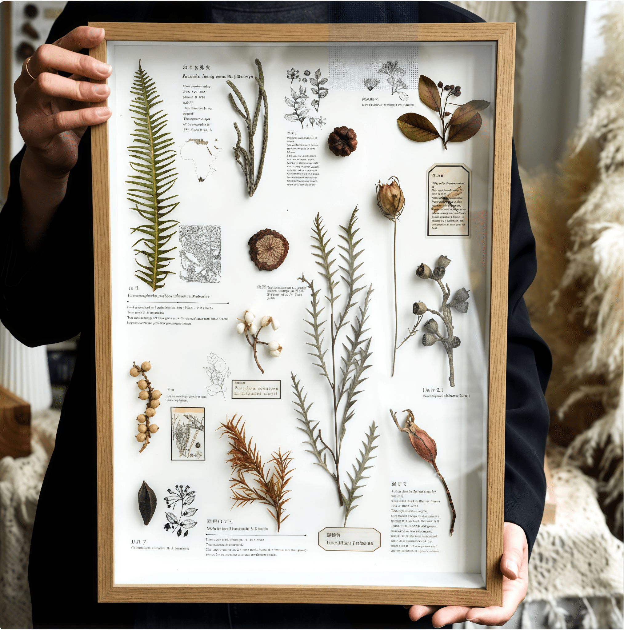"The Rainforest Seed Vault" Tropical Specimen Shadow Box - Poppy Natural