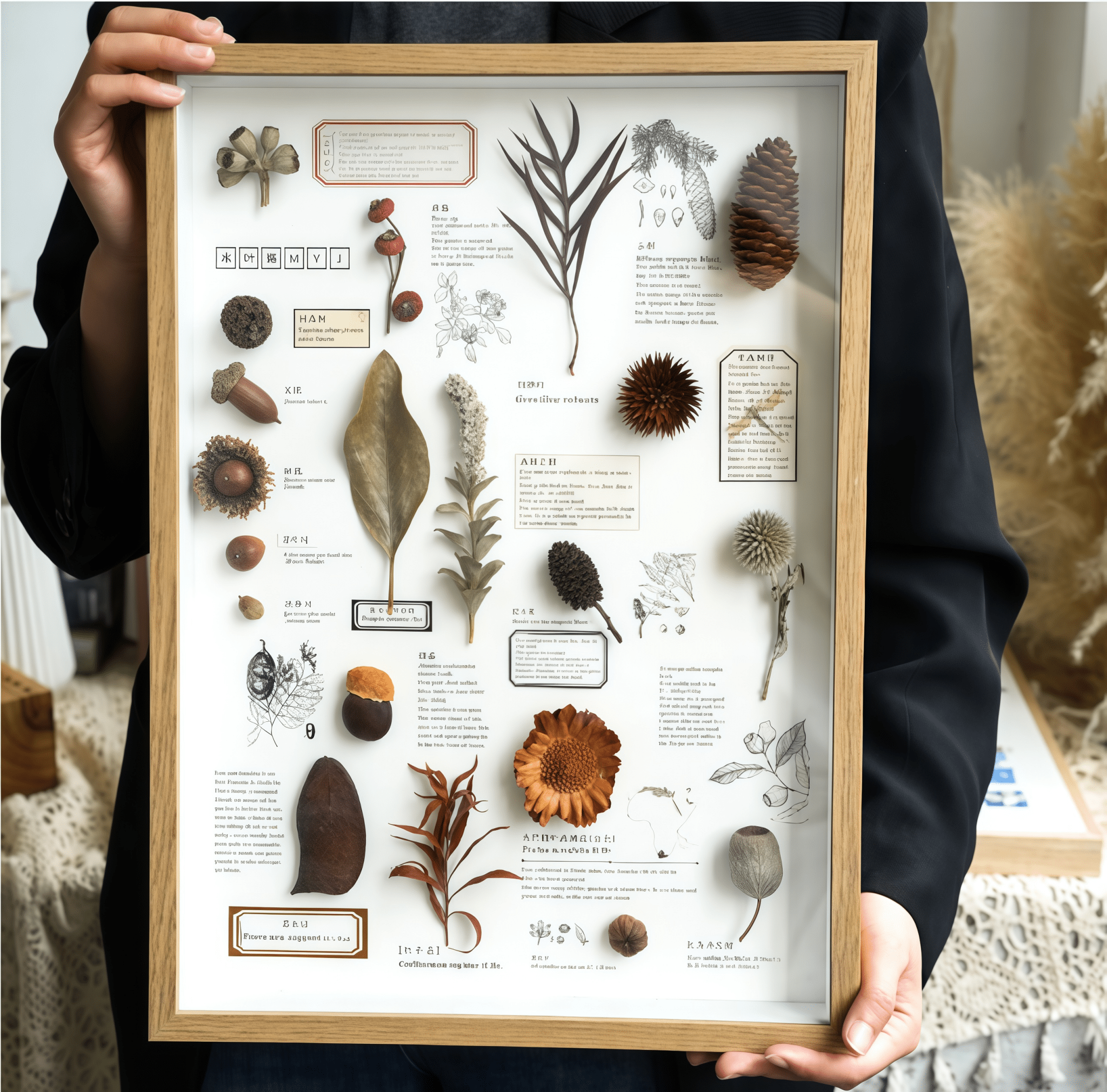 "The Rainforest Seed Vault" Tropical Specimen Shadow Box - Poppy Natural