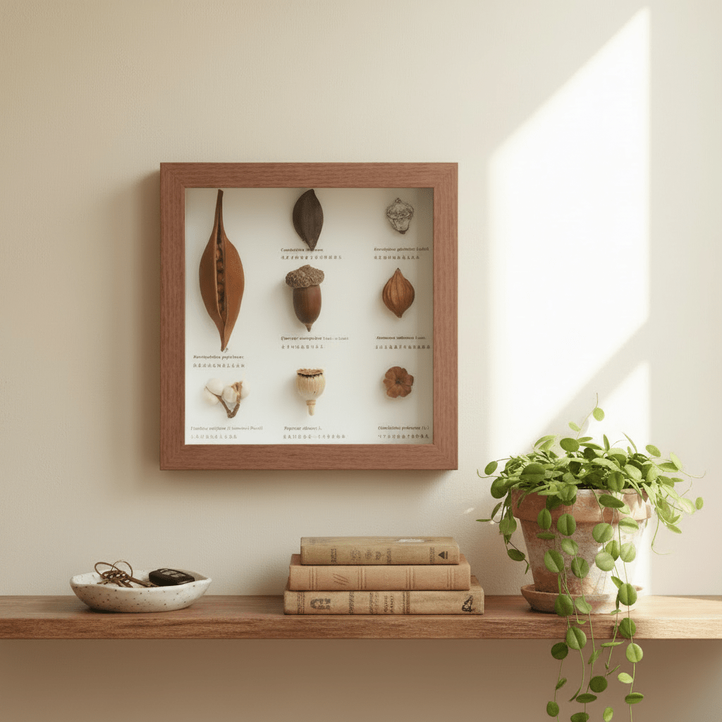 "The Rainforest Seed Vault" Tropical Specimen Shadow Box - Poppy Natural