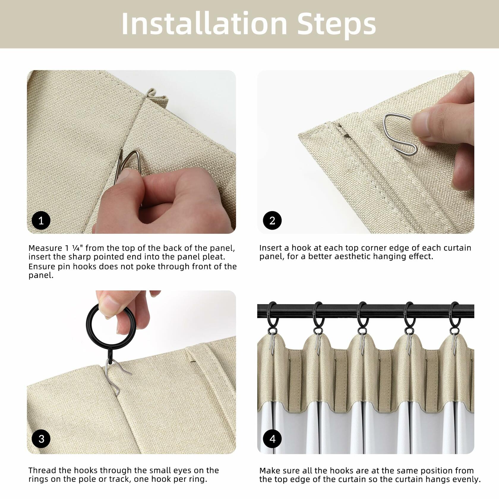 Pinch Pleated Blackout Linen Curtains — Greyish Beige