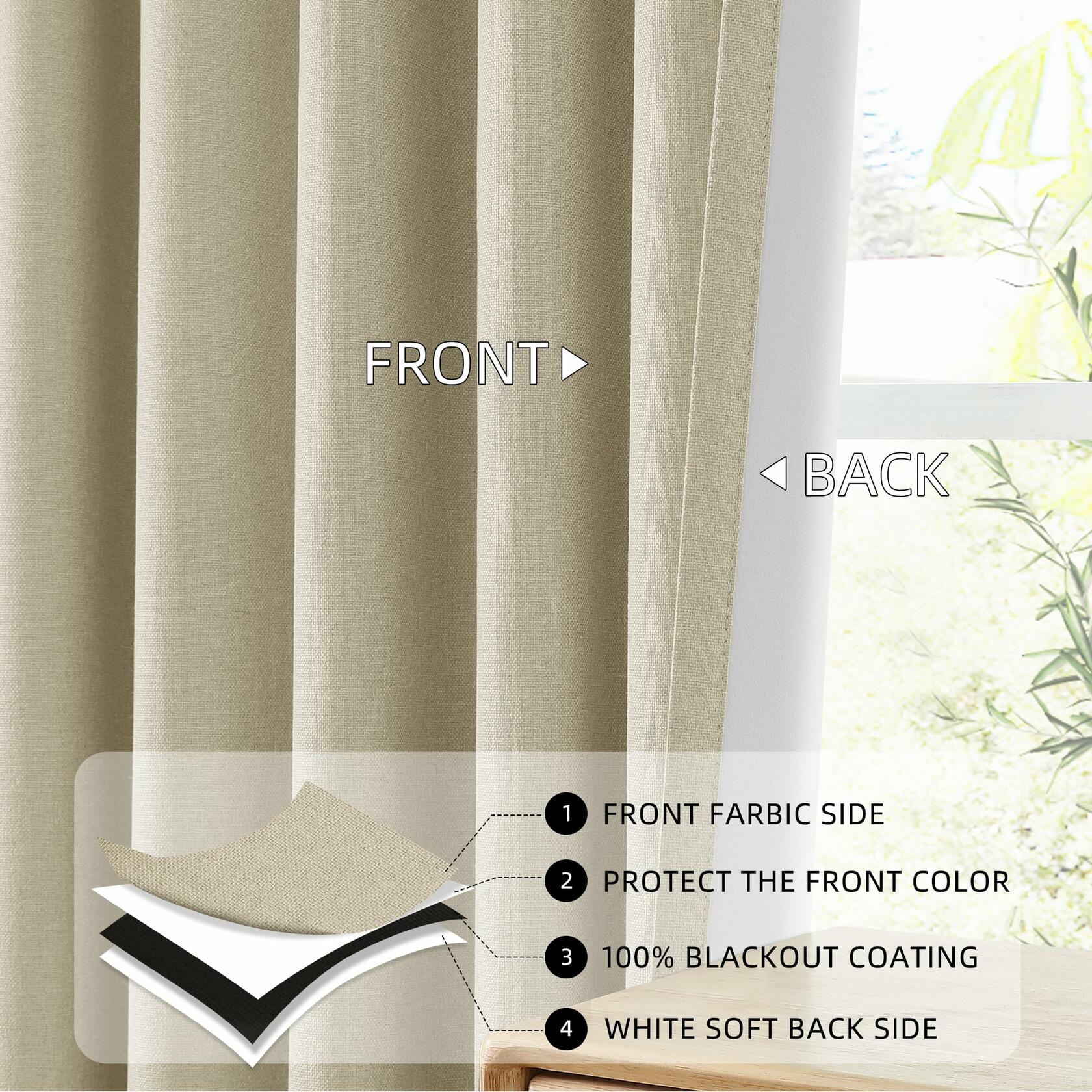 Pinch Pleated Blackout Linen Curtains — Greyish Beige