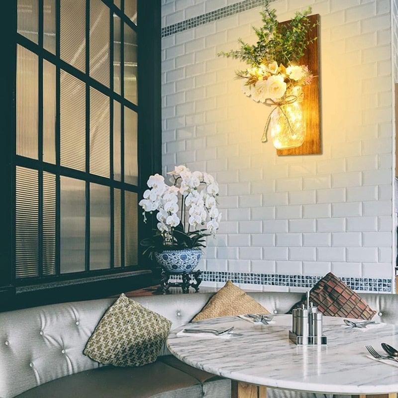 Peony & Eucalyptus Mason Jar Wall Sconces