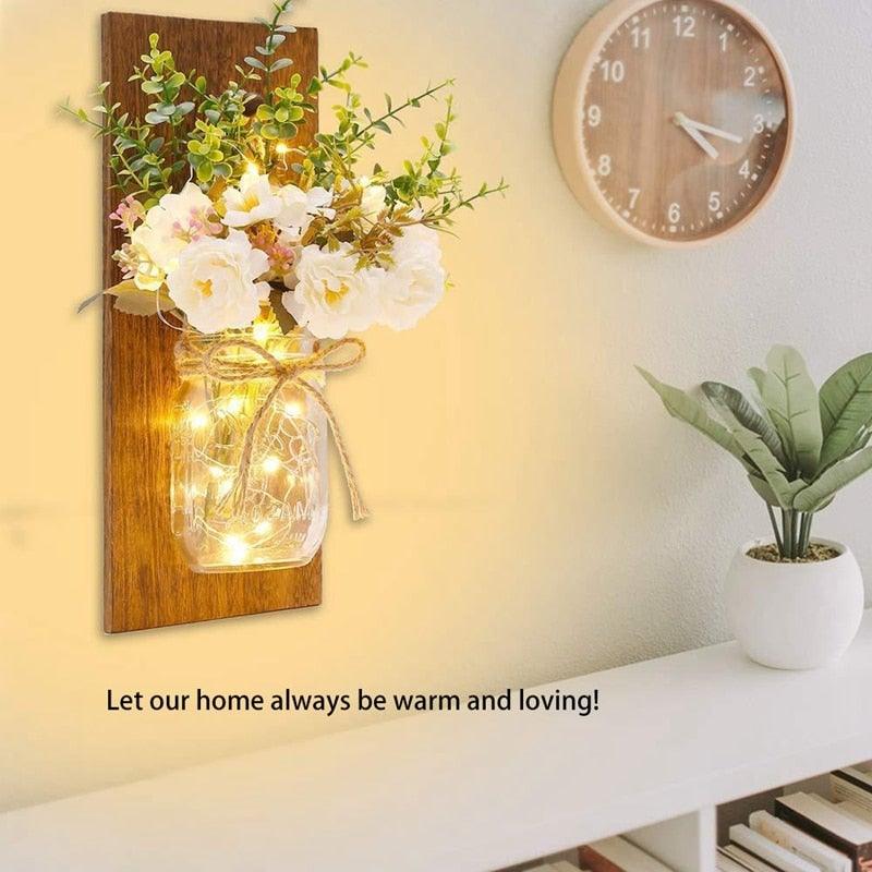 Peony & Eucalyptus Mason Jar Wall Sconces